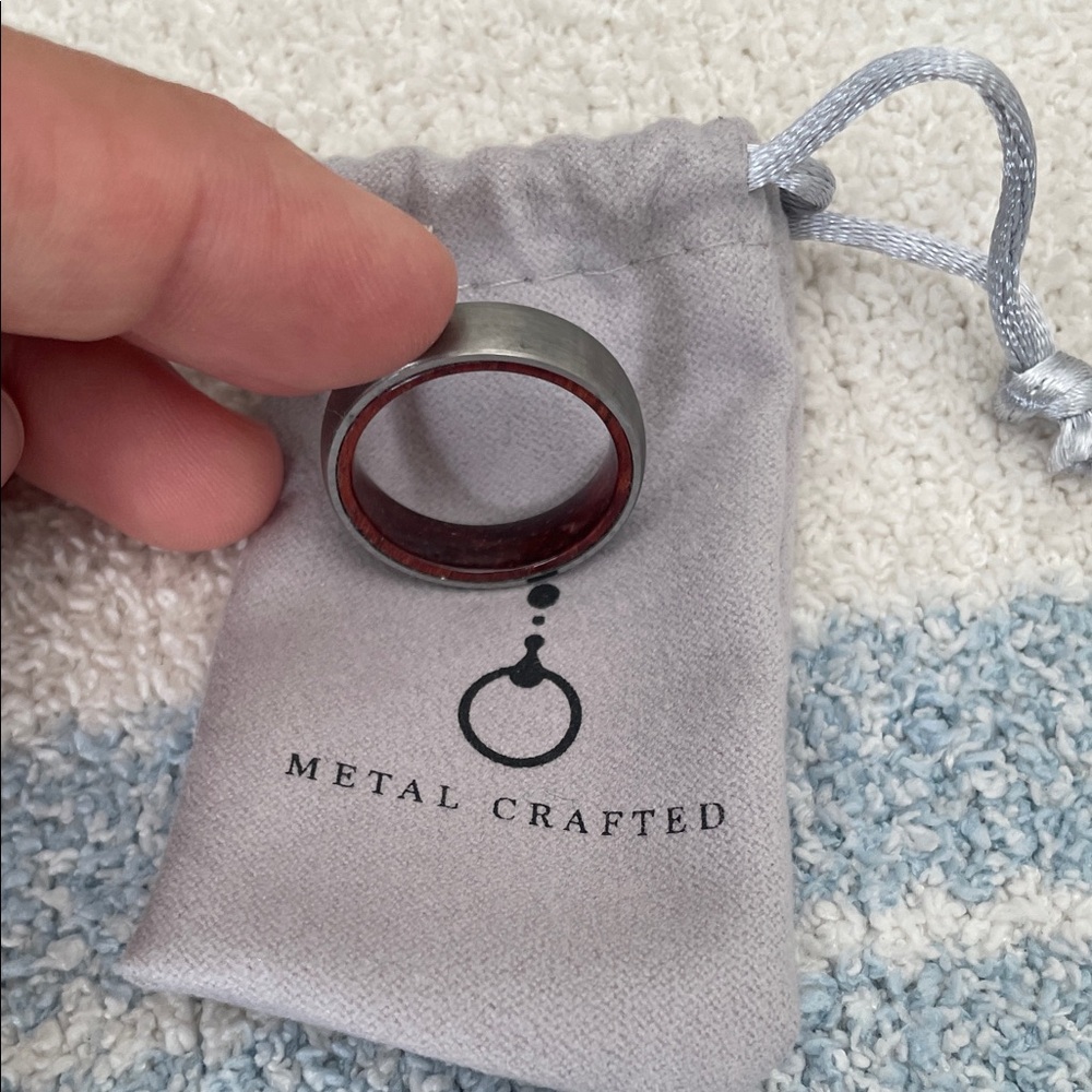 New Silver and Red Men's Ring